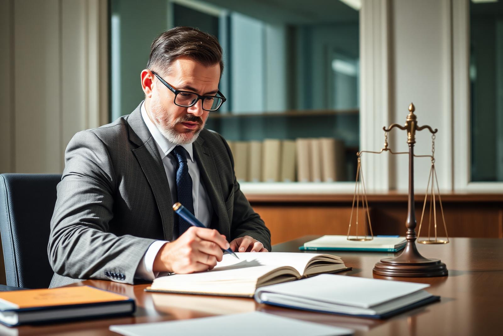 Mandataire judiciaire à la protection des majeurs (MJPM) à son bureau, étudiant un dossier de nettoyage syndrome de Diogène pour un majeur protégé