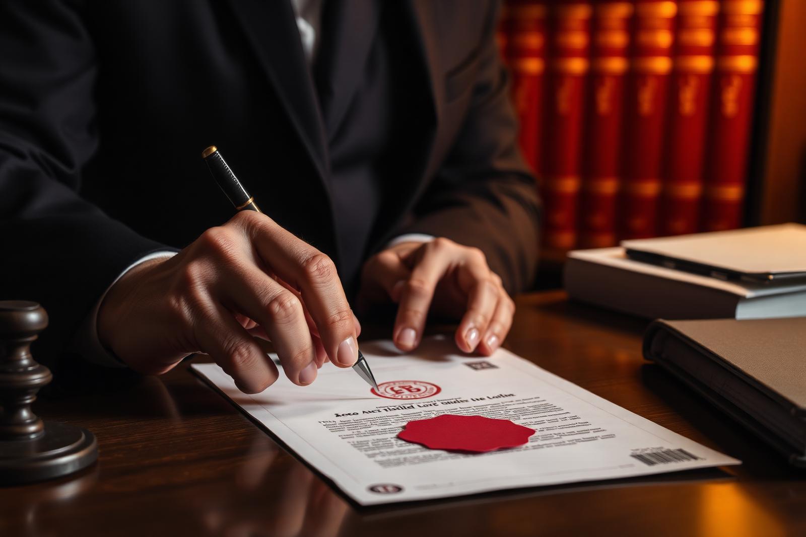 Notaire français signant un acte de succession dans son étude — préparation de la liquidation d'un bien touché par le syndrome de Diogène